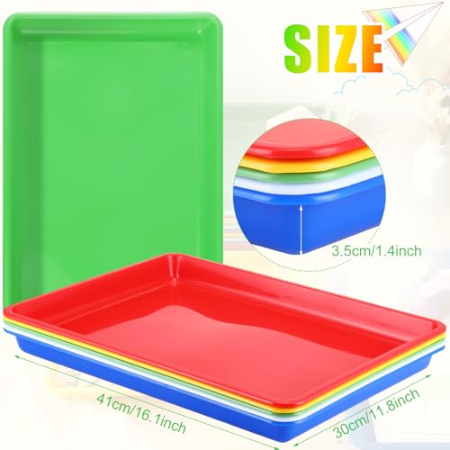 Maitys 15 Pcs Flat Plastic Trays 16.1 x 11.8'' Sensory Storage Tray Paper Stackable Classroom Bins for Office Home Organizer Arts and Crafts Supplies(Multicolor) - color: Multicolor