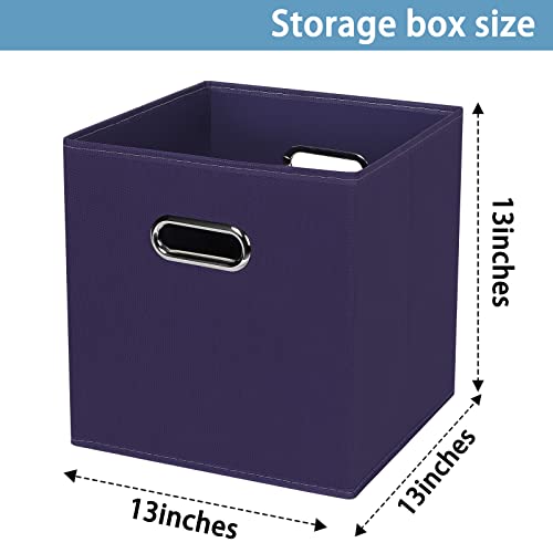 Fabric Cubby Storage Bins，13x13x13 Inches ，Cube Organizer Bins Foldable Storage Bins with Dual Handles Fabric Organizer Bins and Basket Storage Box，Set of 3 ，Navy Blue - color: Navy Blue, size: 3 Pack