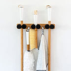 Full Circle Get A Grip, Wall-Mounted Mop and Broom Organizer, Lightweight Bamboo with Foam Pegs, Easy to Install Home Organization, Also Perfect for Garden Tools and Garage, Small - size: Small, 3 pegs