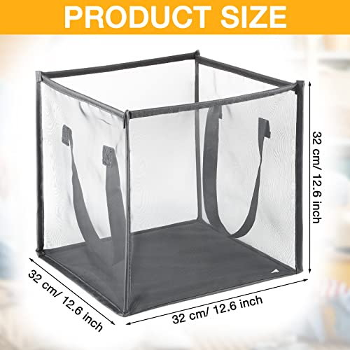Zopeal 1 Pack Popup Laundry Hamper 13 Inch Collapsible Laundry Baskets with Handles Mesh Clothes Baskets Portable Single Layer Foldable Clothes Hamper Square Bin for Washing (Grey,Single-layer) - color: Grey, size: Single-layer