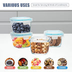 Small Glass Containers 6 Pack, 6 oz Reusable, Airtight, Leakproof Mini Food Storage Containers with Lids