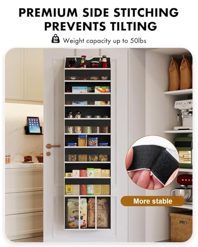 Over The Door Organizer Hanging 6-Shelf Storage Organizer with 50lb Heavy Duty Perfect for Bathroom Closet Nursery Bedroom Laundry Pantry (Black, 1 Pack) - color: Black, size: 1 Pack - 6 Tier