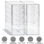 Prsildan Acrylic Drawer Makeup Organizer with 10 Drawers, Set of 2 Office Desk Organizers Accessories, Clear Stackable Storage Drawers for Vanity, Countertop, Craft, Jewelry, Art Supply Organization - style: 10 Drawers