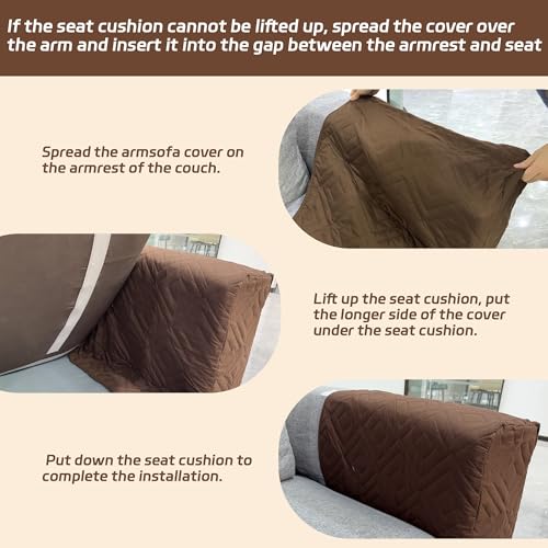 MEHIDFY Sofa Arm Cover, Waterproof Couch Armrest Protector, Anti-Slip Sofa Cover, Remote Holder for Armchair, Recliner Caddy with 3 Pockets for TV Remote, Phone, Pad, Pen, Book(Brown 2pcs) - color: Brown