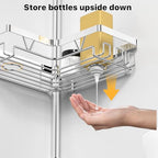 KEGII Corner Shower Caddy Tension Pole - Chrome 4-Tier Adjustable Shower Tension Rod Organizer with Hooks & Soap Holders, 25-114.2 Inch Stainless Steel Shower Storage Rack for Renters & Family - style: Tension Caddy - Chrone