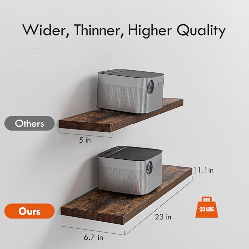 YUFLINX 23’’Rustic Brown Floating Shelves for Wall,Rustic Wood Shelf for Room Decor/Storage/Display,Small Bookshelf,Wall Mounted Hanging Shelves for Bedroom, Bathroom, Living Room, Kitchen,Set of 4 - color: Rustic Brwon, size: 23in