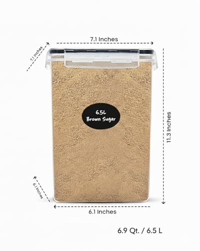 Extra Large Flour and Sugar Storage Containers 6.5L/220 Fl. oz; Set of 2 Plastic Bulk Airtight Food Storage Rice Containers With Lids - Kitchen Pantry Organizer and Storage Canisters, Marker & Labels - color: 03 - 6.5L (Set of 2)