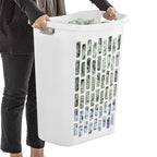 Rectangular Open Plastic Laundry Basket, Suitable for Small Spaces, White