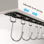 Cociat 2pcs Utensil Racks with 6 Hooks 11 Inch Mug Holder Under Cabinet Kitchen Utensil Holders Multifunctional (11 inch) - color: BLACK, size: 11inch & 6 hooks