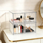 Prsildan Stackable Clear Makeup Organizer, 2 Pack Acrylic Storage Drawers with 4 Drawers for Vanity Bathroom Office Desk Modular Drawer System for Cosmetics Jewelry Toiletries Home Organization - style: Style2-4Drawers