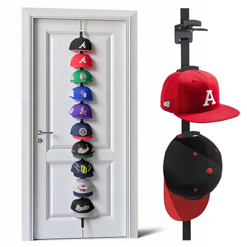 Aoodaily Hat Rack for Door - Two-Way Hanging Caps with Display Hooks and Hanger, Hat Organizer for Baseball Caps, Over the Door Hat Storage Organizer for Bedroom, Entrance or Garage Doors - 1 Pack - size: 1 Pack - 10 Hooks