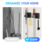 JAMEND CLXP 4-Pack Broom Holder with Heavy Duty Hooks, Upgraded Stainless Steel Mop Hanger. Wall Mount Utility Tool Rack for Kitchen Garden Laundry Garage. Matte Black. - color: 4PCS-Matte Black+Hook