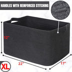 MINTWOOD Design 22in Extra Large Blanket Basket Holder Living Room, Rectangle Rope Woven Storage Basket with Handles for Laundry, Pool Towels, and Shoes, Dog Toy Organizer Bin Box, Charcoal - color: Charcoal Gray