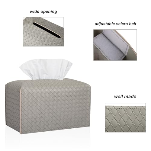 Tissue Box Cover PU Leather Tissue Holder Square Facial Tissue Case Facial Paper Organizer Dispenser for Bathroom, Vanity Countertop, Tabletop, Car, Rectangle, Evergreen - color: Evergreen, size: Rectangle