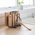 SUNFICON Cutting Board Rack Chopping Board Organizer Stand Holder Kitchen Countertop Pots Pan Lids Rack Organizer Flat Steel 4.92 x 5.7 x 8.47 in. Black - color: 1PCS Black