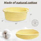 Pro Goleem Small Woven Basket with Gift Bags and Ribbons Durable Baskets for Gifts Empty Small Rope Basket for Storage 12"X 8" X 5" Baby Toy Basket with Handles, Yellow - color: Yellow