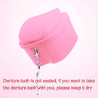 Keedolla Denture Cleaning Case Orthodontic Dental Retainer Container,Denture Holder Case Retainer Soaking Cups for Travel, Camping, Office - Pink - color: Pink