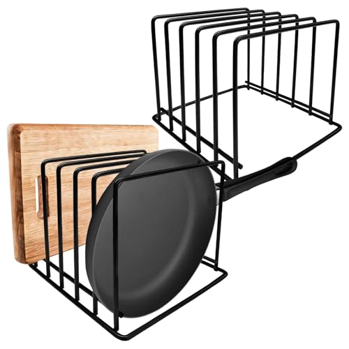Homaisson Kitchen Pan Organizer Pot Rack 2 Pack,5-Slot Holder for Thin Pans Baking Trays and Cutting Boards for Kitchen Countertop Cabinet Storage