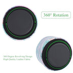 Round Leather Art Supply Organizer,Remote Control Holder,360-degree Rotating Pen Organizer with 4 Compartments(1-Pink Green Splash Ink) - color: 1-Pink Green Splash Ink