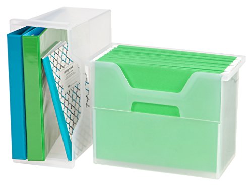 IRIS USA Medium Portable Desktop File Box with Open Lid, 6 Pack, Side Handles, Hanging File Folders, Tabs & Inserts, Letter Size, Magazines, Newspapers, Mail, Books, Notebooks, Clear - style: Clear M - 6 Pack