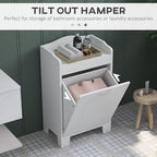 HOMCOM 31" Tilt Out Laundry Hamper, Free Standing Home Organizer Hamper, Bathroom Storage Cabinet, White