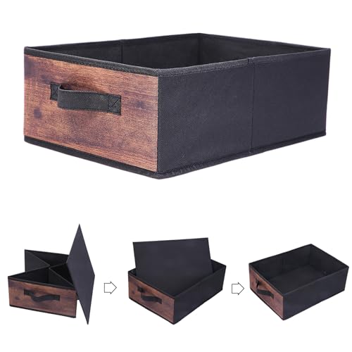BOMKEE Clothings Collapsible Storage Bins, Foldable Organizers and Storage Baskets Cube Storage Bin for Bedroom Living Room (4 Pack, MZWL, 15.4x11.4x5.5inch) - color: MZWL, size: 15.4x11.4x5.5inch