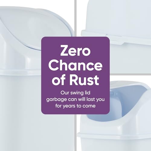 Superio Medium Trash Can with Lid 4.5 Gallon Plastic Swing Top Garbage Can Slim Waste Bin for Under Sink/Cabinet, Laundry Room, Kitchen, Office, Bedroom, Bathroom, College Dorm, 18 Qt, White, 2 - size: 4.5 Gallon, style: 2 Pack