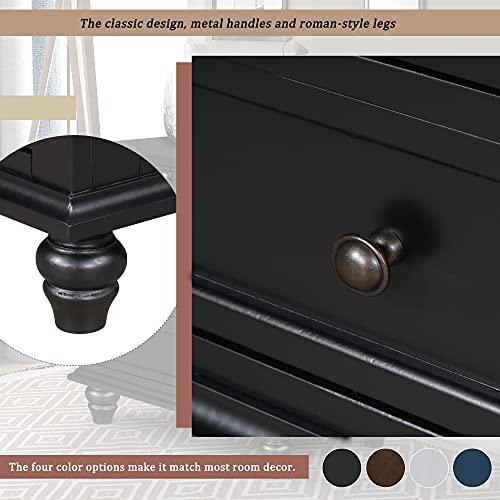Modern Storage Wood Cabinet with 3-Drawer, Sofa Table Console Table End Table with Pull Out Tray, Accent Table Furniture for Entryway Living Room,Fully Assembly Bedside Table (Black) - color: Black
