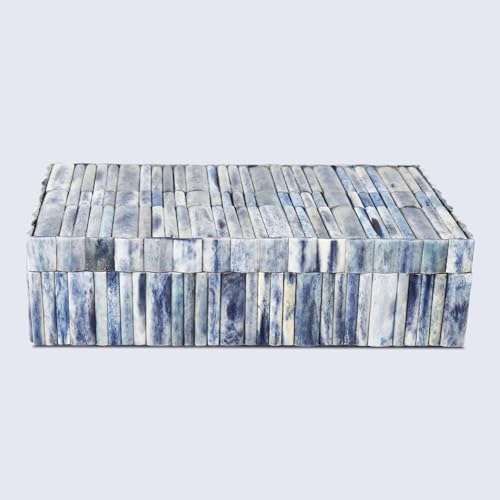 Handicrafts Home Decorative Storage Box 10x6 – Remote Organizer Box with Lid, Modern Decorative Keepsake Box, Boho Shelf Décor, Memory Box for Photos or Letters, Decorative Box for Table Décor - color: IVORY-OCEAN, size: 10x6x2.5 Inch