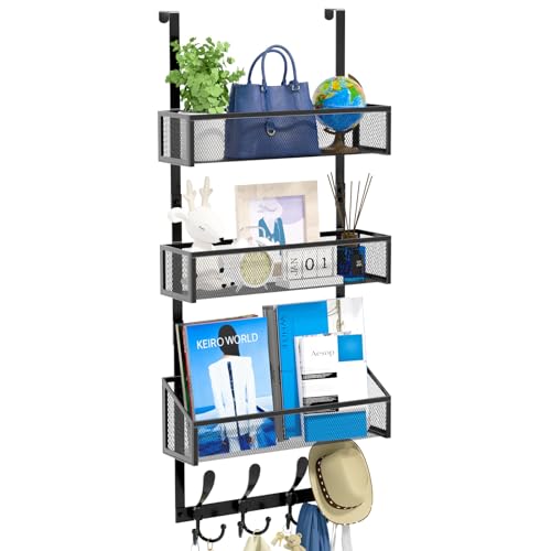 Kaiferty Over The Door Hooks Organizer, Coat Rack Over The Door Storage Hanger Towel Rack, Back of Door Storage Organizer for Bathroom,Bedroom,Kitchen,Office (Black, 4-Tier) - color: Black, size: 4-Tier