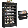 OYREL Tall Shoe Rack Dustproof Cabinet Large Capacity 8 Tier Shoe Organizer,32-40 Pairs of Shoes - size: 8Tier with 2bins Black