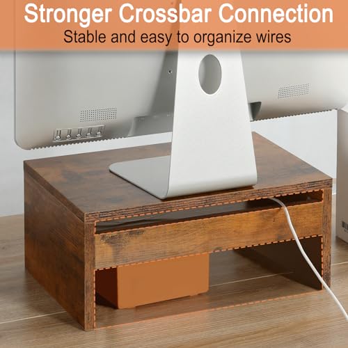 TEAMIX Higher Monitor Stand Riser-6.7 inch, Monitor Riser with Storage for Desk Small Monitor Stand TV/Screen/PC/Laptop Riser Computer Stand Desktop Shelf