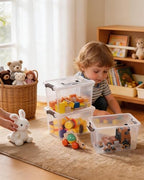 ITYLIFE CITYLIFE Citylife 4 Packs Plastic Storage Bins with Latching Lids Clear Storage Box with handle Stackable Storage Containers for Organizing Toys, Crafts, Legos, Tools - size: 4 Packs (10.31"L x 7.28" W x 6.1"H)