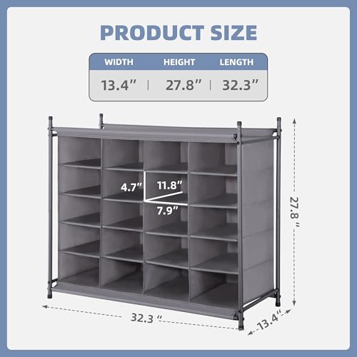 STORAGE MANIAC Stackable Shoe Cubby Organizer, Free Standing Shoe Cube Rack for Entryway, Bedroom, Apartment, Closet, 20-Cube Gray - color: Grey, size: 20-Cube