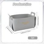 Foldable Storage Basket Bin PU Leather Desktop Organizer Box Gray Small Catchall Basket Rectangle Tray Double Handles for Entryway Bedside Dresser End Table Cosmetic Jewelry Key Wallet - color: Gray