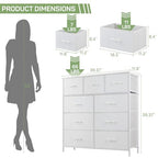 Dresser for Bedroom, 9 Storage Drawers, Anti-Tip Tall Fabric Closet Chests Organizer Tower Furniture with Wooden Top Metal Frame for Clothes, Living Room, Hallway, Entryway