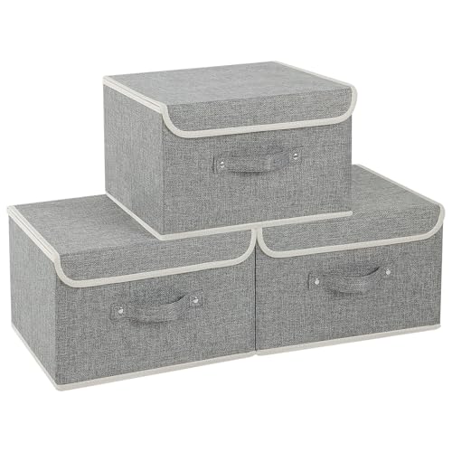 Fabric Storage Bins Cube Organizers with Flip-Top Lid and Handles,Storage Boxes for Organizing Home,Office,and Closet,Grey,3 Pack 13 X 9.1 X 7.9 in - color: Grey, size: 13x9.1x7.9in(3-pack)