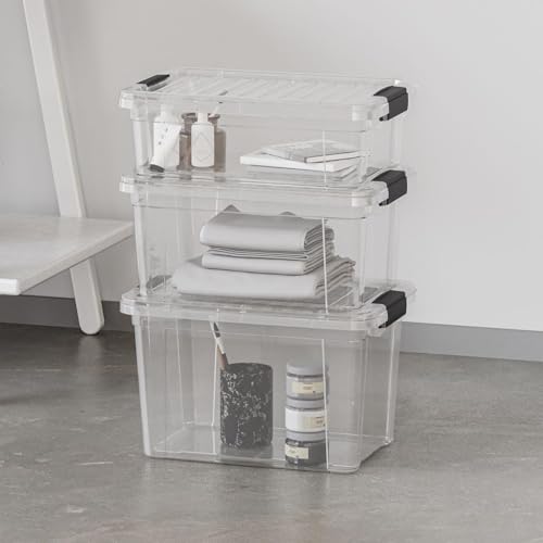 Superio Clear Plastic Storage Bins with Lid, 4.5 Quart Box, Organizing Containers, Stackable Plastic Tote for Home, Garage, Dorm, School, and Office - size: 4.5 Qt