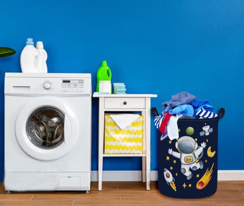 ESSME Kids Laundry Basket,Space Hamper Collapsible Canvas Waterproof Storage Bin for Boys, Nursery Hamper,Gift Baskets,toy bins(Astronaut) - color: Astronaut