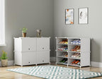 HOMIDEC Shoe Rack, 4 Tier Shoe Storage Cabinet 16 Pairs Plastic Shoe Organizer for Closet Hallway Bedroom Entryway - color: White, style: 2 by 4