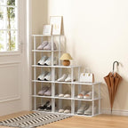 SHIISEWE White Bamboo Shoe Rack for Small Spaces 6 Tier Tall Vertical Narrow Rack - color: White