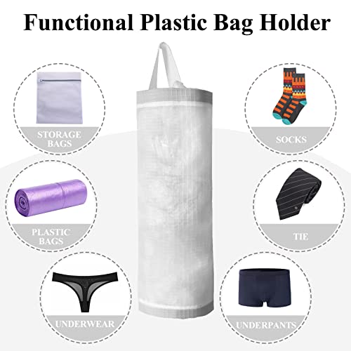 TOGETRUE Plastic Bag Holder, Mesh Grocery Bag Holder Hanging Storage Bag Dispenser (White 2 Packs) - color: White 2 Packs