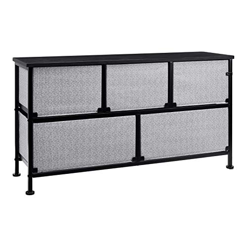 Amazon Basics Extra Wide Fabric 5-Drawer Storage Organizer Unit for Bedroom Closet, Black - color: Black