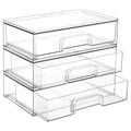 Vtopmart 12.1''W Clear Stackable Storage Drawers,3 Pack Acrylic Plastic Organizers Bins for Makeup Palettes, Cosmetics, and Beauty Supplies,Ideal for Vanity, Bathroom,Cabinet,Desk Organization - style: 3pack Wide
