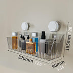 No Drill Bathroom Suction Storage Box, Strong Load-Bearing Shower Caddy Suction Cup Storage Rack with Drain Holes, Removable Hanging Wall Mount Shower Caddy Organizer for Bathroom, Kitchen