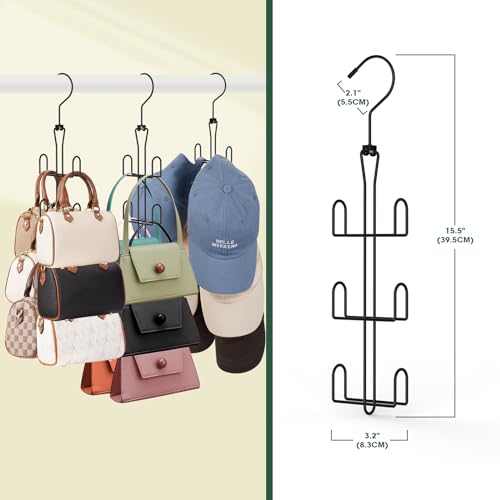 Purse Hanger 2 Pack,Purse Organizer for Closet,Rotatable Metal Bag Organizer,Purse Holder for Handbags,Belts,Scarves,Tote,Baseball Hats,Backpacks(Black) - color: Black