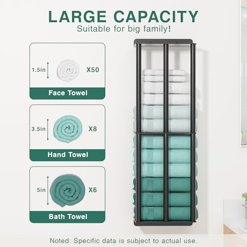 susswiff Towel Racks for Bathroom: 26 Inch Wall Mounted Towel Holder, Upgrade 2-Tier Towel Rack with 3-Vertical-Bars and 3-Steel-Shelves, for Modern Decor Bathroom Towel Storage (Matte Black) - size: B-26"