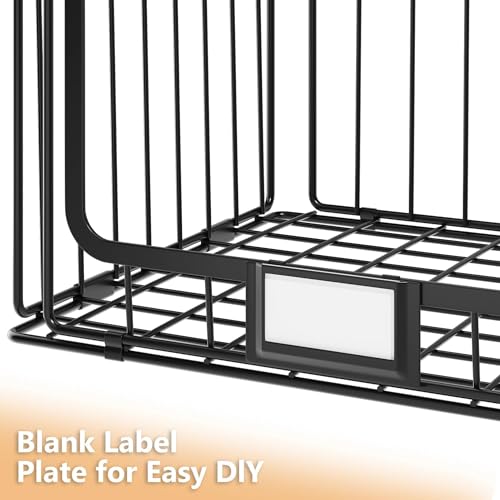 3-Pack Hanging Laundry Organizer, Stackable Wire Shelf Storage with Label Cards, Foldable Metal Baskets with 360 Rotating Hooks, Space-Saving for Laundry Room, Closet & Pantry, 11"15" Large, Black - color: Black, size: 3Tier-15"D x 11"W