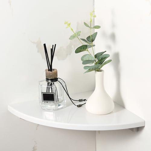 Koville White Natural Marble Corner Shelf, Wall Mounting Corner Shelf Organizers Storage for Bathroom Kitchen, Polished Marble Surface Wall Mounted Stone Shower Caddy for Bath - color: White, size: 1-Layer