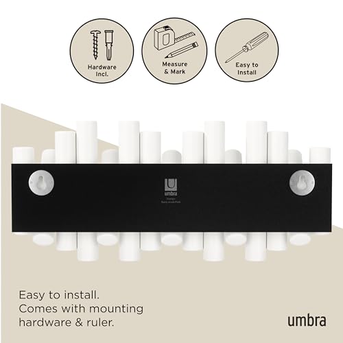 UMBRA Picket Rail Wall Stylish and Functional Hook with Five Hoops (White) (Pack of 3) - color: White, size: 5-Hook (Pack of 3)
